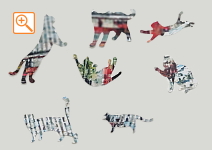 フォトモザイクジグソー　A4サイズ　ピース形状猫　54ピース　ピースサンプル