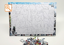 フォトモザイクジグソー　A4サイズ　ピース形状犬　89ピース