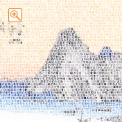 浮世絵を俳句等で横書きにしたメッセピクチャアート