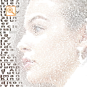 人物の写真に英文を横や斜めに書いたメッセピクチャアート